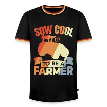 My heart beats for school buses - Men's Ringer Shirt - black/tricolour - Front - AI Model Male 178 light (178cm) & AI Model Male 185 light (185cm)