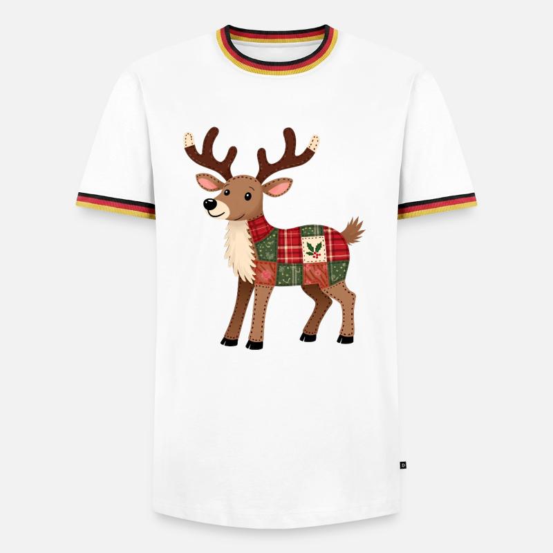Patchwork Reindeer Christmas - Men's Ringer Shirt - white/tricolour