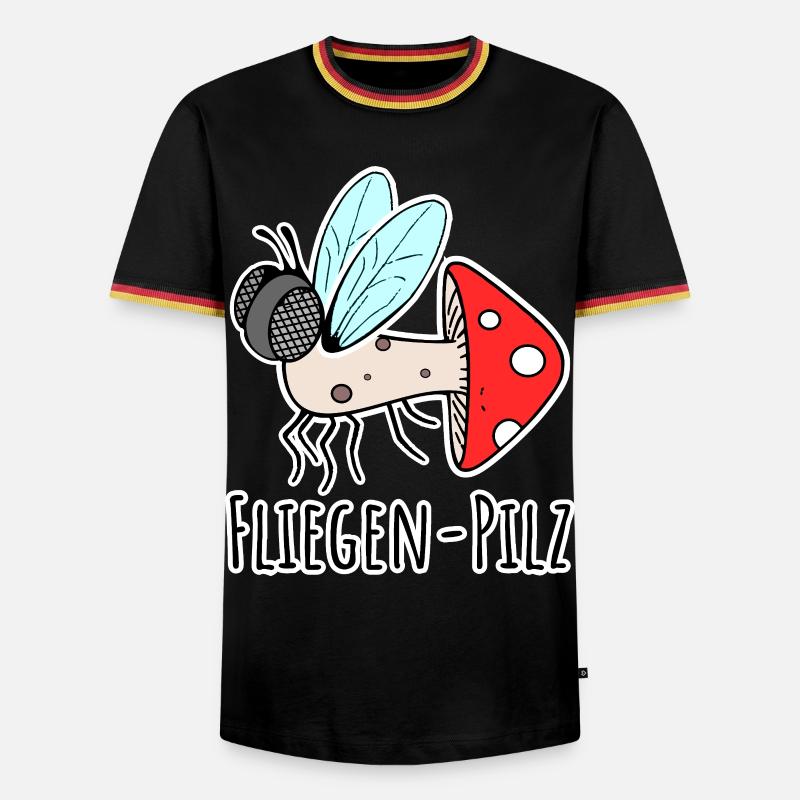 Fly agaric - half fly, half mushroom - Men's Ringer Shirt - black/tricolour