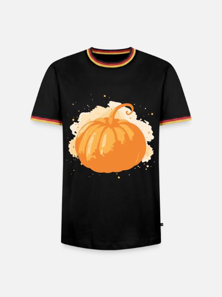 Bright stylized orange pumpkin - Men's Ringer Shirt - black/tricolour