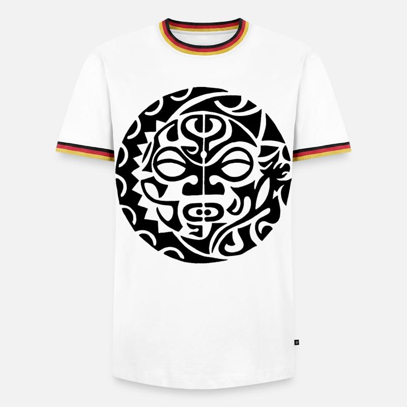 Polynesischer Schädel (Schwarz) - Männer Kontrast-T-Shirt - Weiß/Dreifarbig