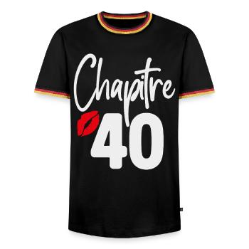 Kapitel 40 Geburtstagsgeschenk Frau 40 Jahre - Männer Kontrast-T-Shirt - Schwarz/Dreifarbig - Vorne - AI Model Male 178 light (178cm) & AI Model Male 185 light (185cm)