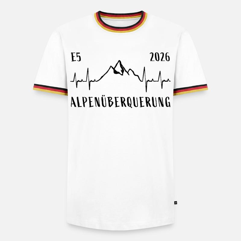 Alpenüberquerung E5 2026 - Männer Kontrast-T-Shirt - Weiß/Dreifarbig