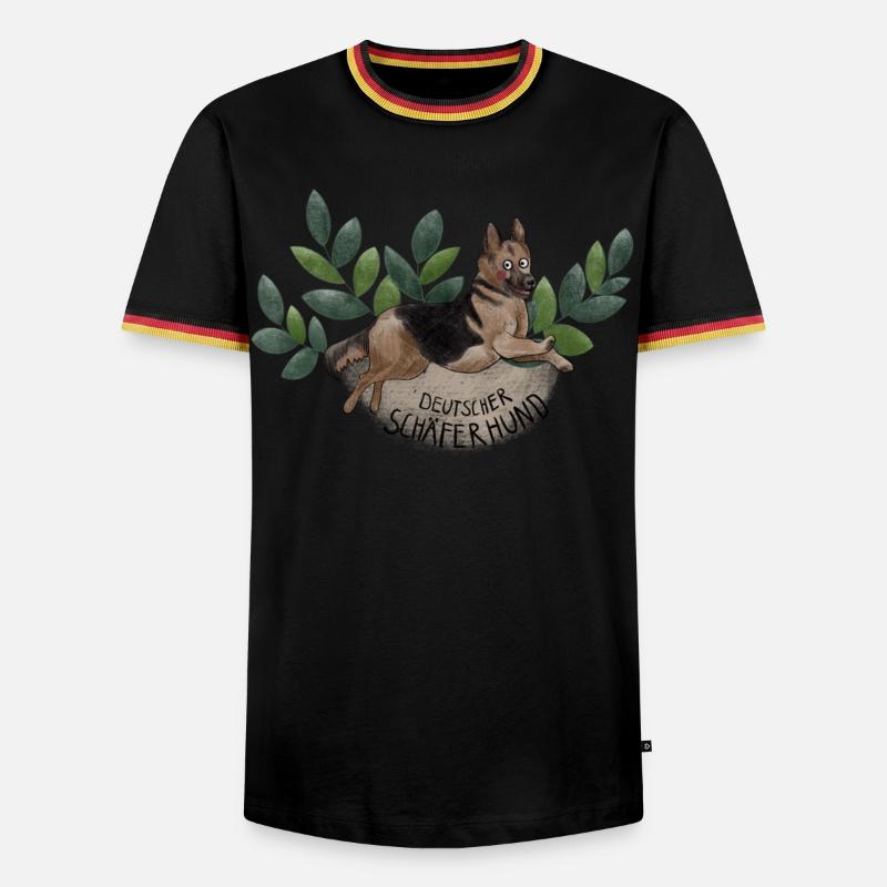 Deutscher Schäferhund Botanika - Männer Kontrast-T-Shirt - Schwarz/Dreifarbig