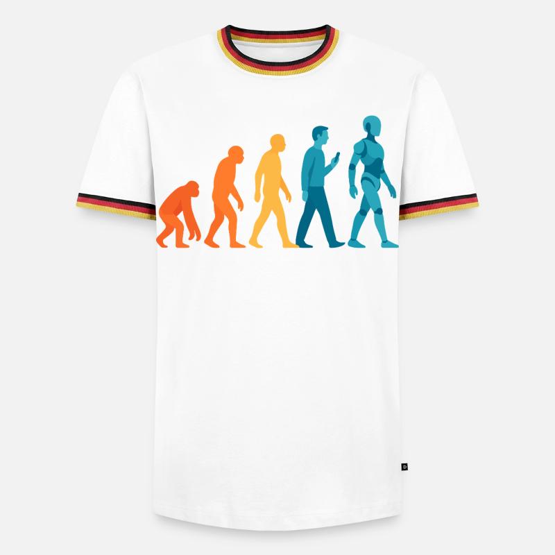 Evolution to Robot Outline - Men's Ringer Shirt - white/tricolour