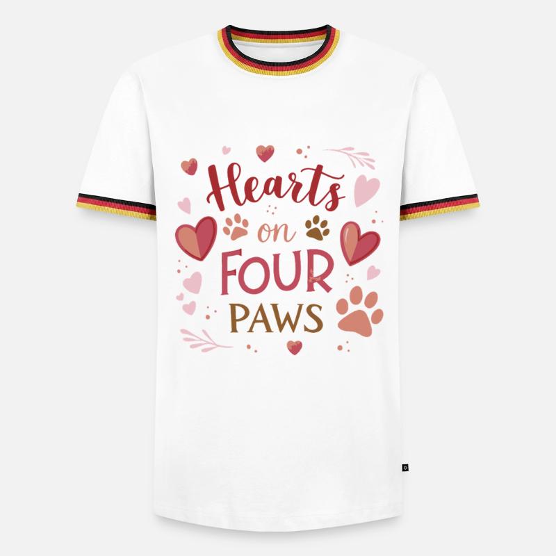 Herzen auf vier Pfoten - Männer Kontrast-T-Shirt - Weiß/Dreifarbig