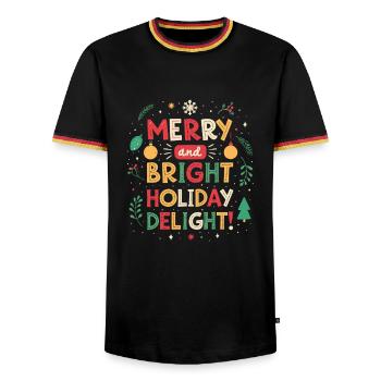 Merry and Bright Holiday Delight - Men's Ringer Shirt - black/tricolour - Front - AI Model Male 178 light (178cm) & AI Model Male 185 light (185cm)