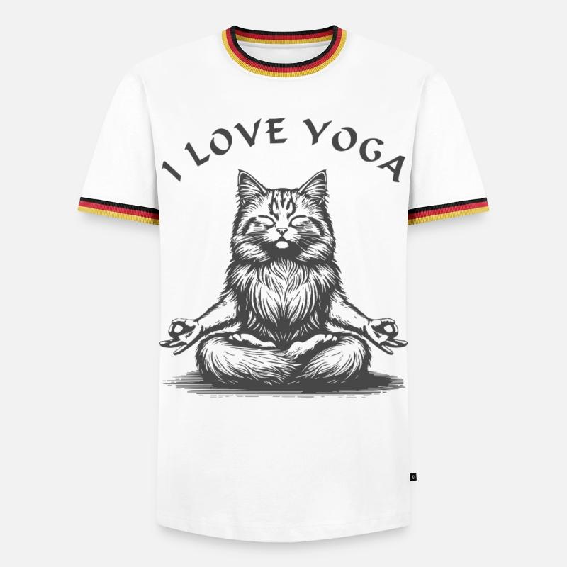 ChatsYoga Lotus Pose - T-shirt contrasté Homme - blanc/tricolore