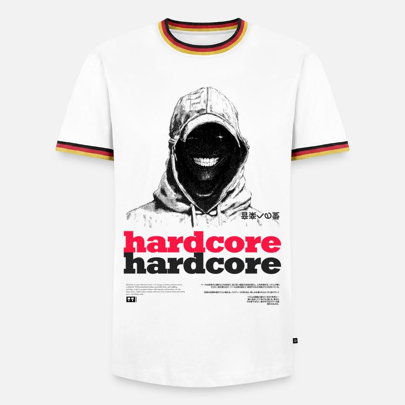 Hardcore Text - Männer Kontrast-T-Shirt - Weiß/Dreifarbig