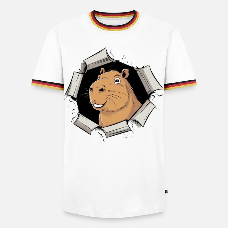 Capybara Comic – friedlicher Durchbruch - Männer Kontrast-T-Shirt - Weiß/Dreifarbig