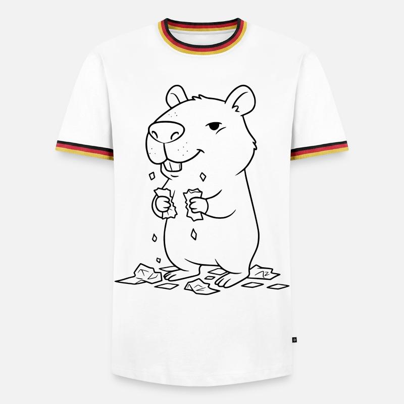 Capybara eats homework - Men's Ringer Shirt - white/tricolour
