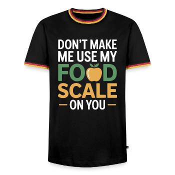 Professional Nutritionist Precision Measurement  - Men's Ringer Shirt - black/tricolour - Front - AI Model Male 178 light (178cm) & AI Model Male 185 light (185cm)