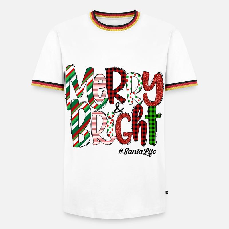 Merry Bright Festive Plaid Pattern - Men's Ringer Shirt - white/tricolour