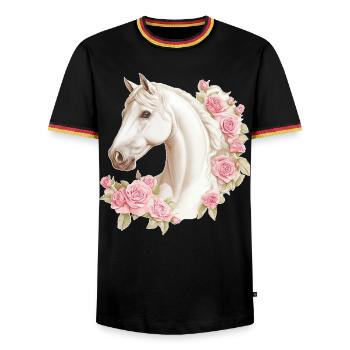 Roses vintage de chevaux - T-shirt contrasté Homme - noir/tricolore - Devant - AI Model Male 178 light (178cm) & AI Model Male 185 light (185cm)