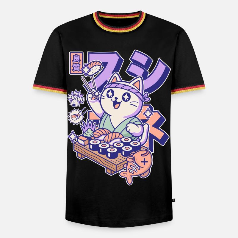 Sushi Chef Cat - Men's Ringer Shirt - black/tricolour