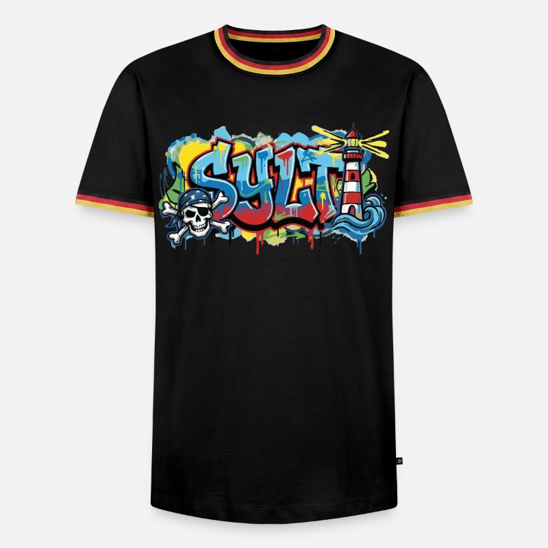 Sylt Graffiti with Lighthouse - Men's Ringer Shirt - white/tricolour