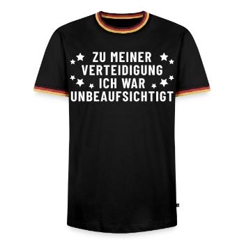 In my defense, I was unattended - Men's Ringer Shirt - black/tricolour - Front - AI Model Male 178 light (178cm) & AI Model Male 185 light (185cm)