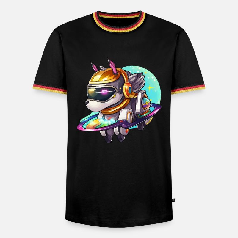 Space dog on hoverboard - Men's Ringer Shirt - white/tricolour