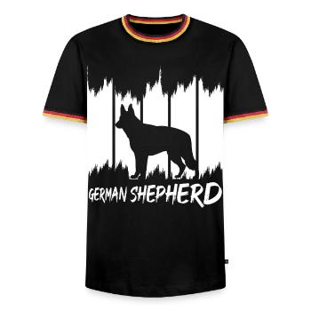 German Shepherd - Men's Ringer Shirt - black/tricolour - Front - AI Model Male 178 light (178cm) & AI Model Male 185 light (185cm)