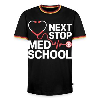 Thé cardiaque stéthoscope de l’école de médecine - T-shirt contrasté Homme - noir/tricolore - Devant - AI Model Male 178 light (178cm) & AI Model Male 185 light (185cm)