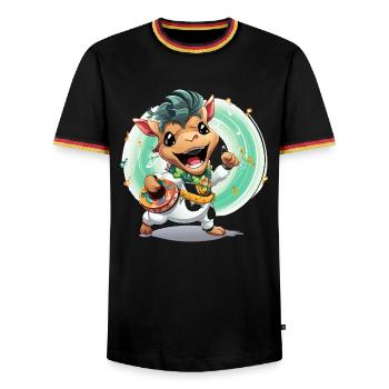 Cow drummers in carnival - Men's Ringer Shirt - black/tricolour - Front - AI Model Male 178 light (178cm) & AI Model Male 185 light (185cm)