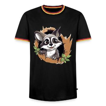 Pfotenglück im Baumring - Männer Kontrast-T-Shirt - Schwarz/Dreifarbig - Vorne - AI Model Male 178 light (178cm) & AI Model Male 185 light (185cm)