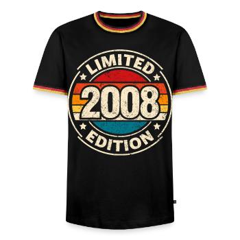 Vintage 2008 – 18. Geburtstag Meilenstein Design - Männer Kontrast-T-Shirt - Schwarz/Dreifarbig - Vorne - AI Model Male 178 light (178cm) & AI Model Male 185 light (185cm)