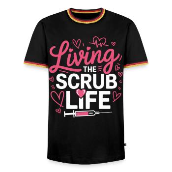 Living the Scrub Life - Men's Ringer Shirt - black/tricolour - Front - AI Model Male 178 light (178cm) & AI Model Male 185 light (185cm)