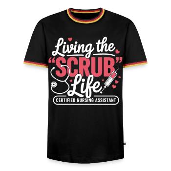 Living the Scrub Life - Men's Ringer Shirt - black/tricolour - Front - AI Model Male 178 light (178cm) & AI Model Male 185 light (185cm)