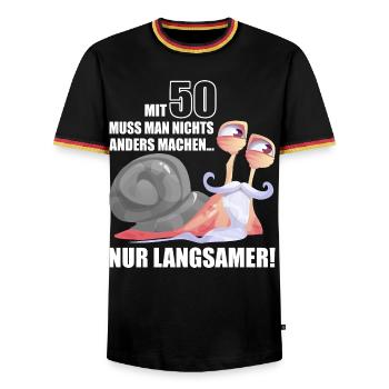 50 Jahre Langsame Schnecke bday - Männer Kontrast-T-Shirt - Schwarz/Dreifarbig - Vorne - AI Model Male 178 light (178cm) & AI Model Male 185 light (185cm)