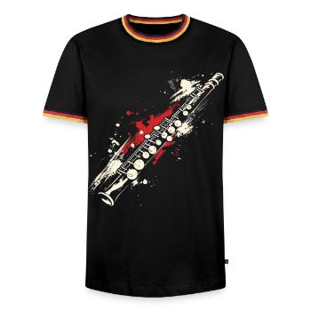 Flute Graffiti - Men's Ringer Shirt - black/tricolour - Front - AI Model Male 178 light (178cm) & AI Model Male 185 light (185cm)