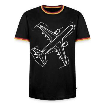 Dessin d’avion - T-shirt contrasté Homme - noir/tricolore - Devant - AI Model Male 178 light (178cm) & AI Model Male 185 light (185cm)