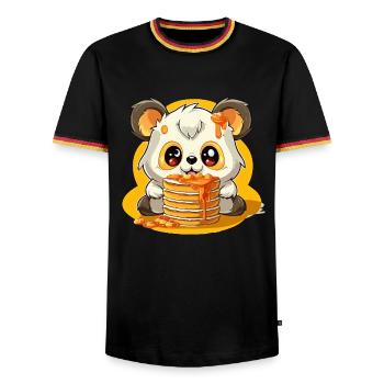 Karamell Panda Pfannkuchen - Männer Kontrast-T-Shirt - Schwarz/Dreifarbig - Vorne - AI Model Male 178 light (178cm) & AI Model Male 185 light (185cm)