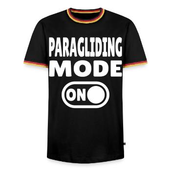 Paragliding Mode ON – Paragliding Freedom - Men's Ringer Shirt - black/tricolour - Front - AI Model Male 178 light (178cm) & AI Model Male 185 light (185cm)