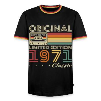 1971 Vintage Rétro Cadeau D’anniversaire - T-shirt contrasté Homme - noir/tricolore - Devant - AI Model Male 178 light (178cm) & AI Model Male 185 light (185cm)