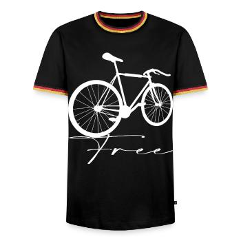 Fahrrad - Männer Kontrast-T-Shirt - Schwarz/Dreifarbig - Vorne - AI Model Male 178 light (178cm) & AI Model Male 185 light (185cm)