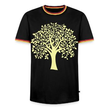 Icon Yellow Jumbo Tree Print Silhouette - Men's Ringer Shirt - black/tricolour - Front - AI Model Male 178 light (178cm) & AI Model Male 185 light (185cm)