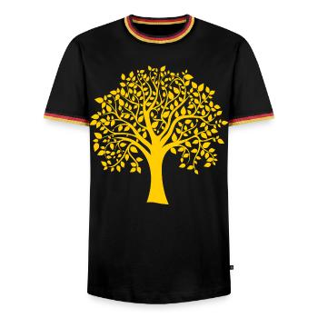 Base Yellow Jumbo Tree Print Silhouette - Men's Ringer Shirt - black/tricolour - Front - AI Model Male 178 light (178cm) & AI Model Male 185 light (185cm)