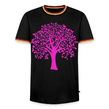 Base Pink Jumbo Tree Print Silhouette - Men's Ringer Shirt - black/tricolour - Front - AI Model Male 178 light (178cm) & AI Model Male 185 light (185cm)