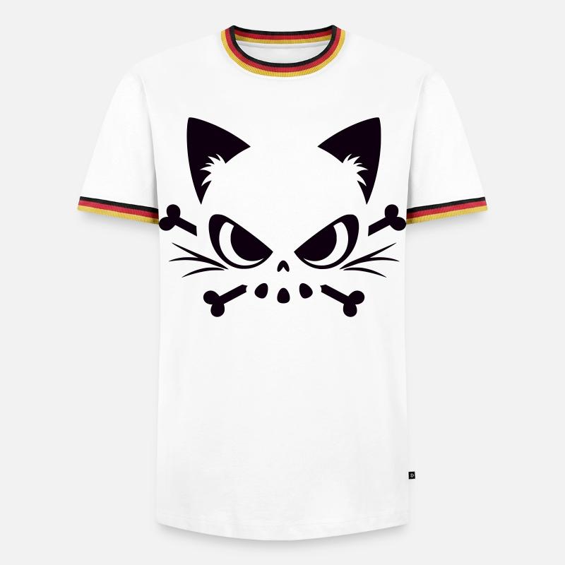 Cats Skull | Minimal Skull & Bones motif - Men's Ringer Shirt - white/tricolour