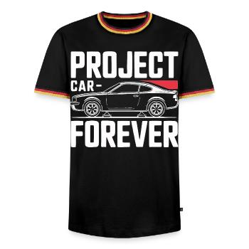Project Car Forever Garage Design - T-shirt contrasté Homme - noir/tricolore - Devant - AI Model Male 178 light (178cm) & AI Model Male 185 light (185cm)