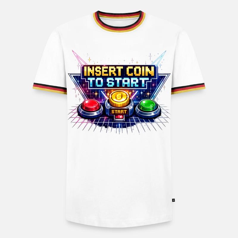 Arcade Start Button Neon Retro - Men's Ringer Shirt - white/tricolour
