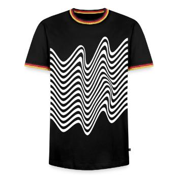 Wavy Monochrome Stripes - Men's Ringer Shirt - black/tricolour - Front - AI Model Male 178 light (178cm) & AI Model Male 185 light (185cm)