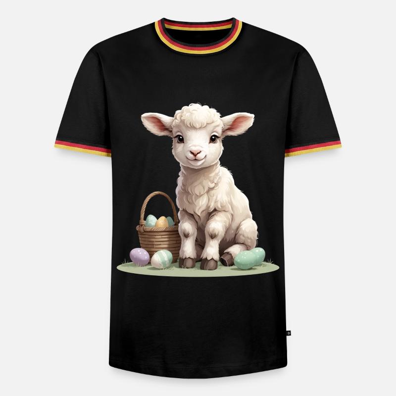Pastel lamb with Easter eggs - Men's Ringer Shirt - black/tricolour