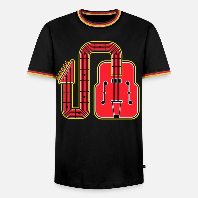 Red Abstract Shape Retro Guitar - Men's Ringer Shirt - black/tricolour