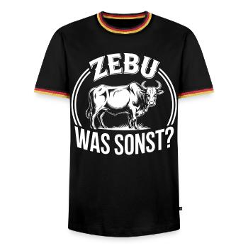 Zebu What else? Graphics - Men's Ringer Shirt - black/tricolour - Front - AI Model Male 178 light (178cm) & AI Model Male 185 light (185cm)