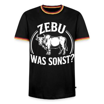 Zebu What Else Logo rétro - T-shirt contrasté Homme - noir/tricolore - Devant - AI Model Male 178 light (178cm) & AI Model Male 185 light (185cm)