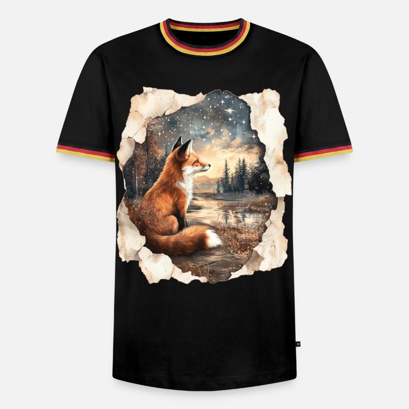 Fuchs Sterne - Männer Kontrast-T-Shirt - Schwarz/Dreifarbig