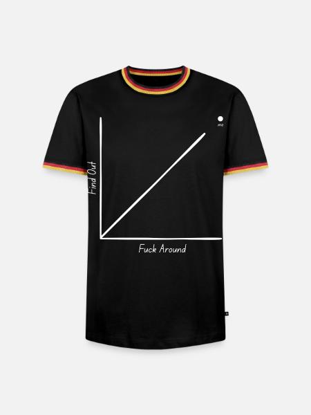 Verarsch herum, finde es heraus - Männer Kontrast-T-Shirt - Schwarz/Dreifarbig