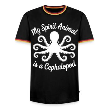 Art minimal de la pieuvre - T-shirt contrasté Homme - noir/tricolore - Devant - AI Model Male 178 light (178cm) & AI Model Male 185 light (185cm)